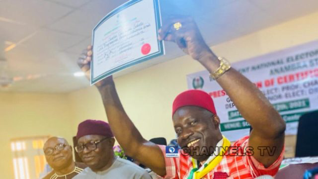 INEC Presents Certificates of Return to Soludo and Deputy After Re-Election Victory